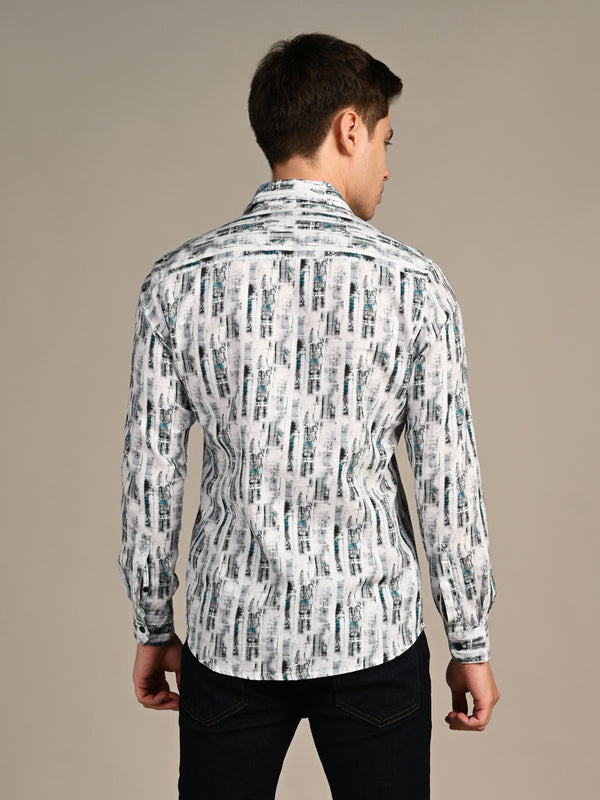 Killer Men Blue Printed Slim Fit Shirts