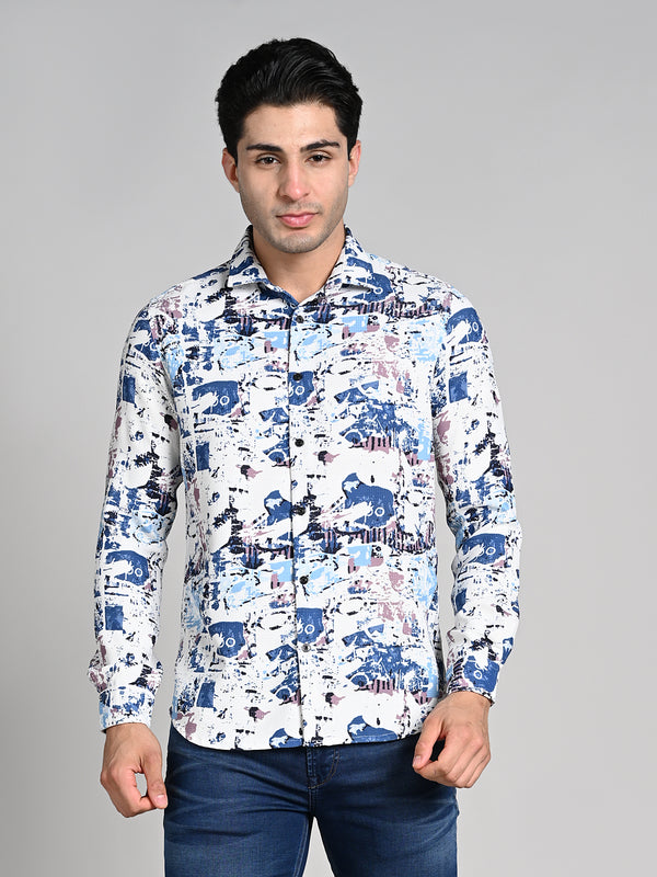 Killer Men Blue Printed Slim Fit Shirts