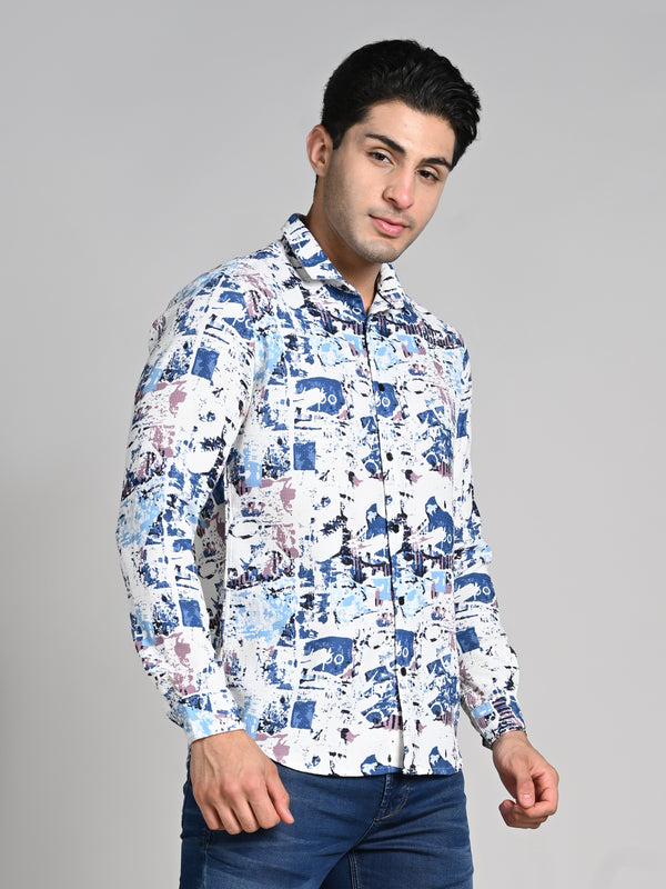 Killer Men Blue Printed Slim Fit Shirts