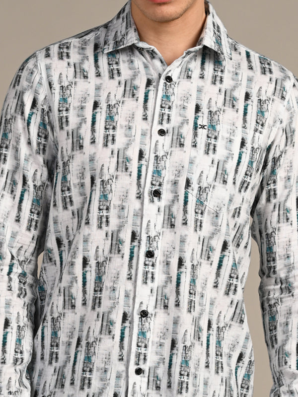 Killer Men Blue Printed Slim Fit Shirts