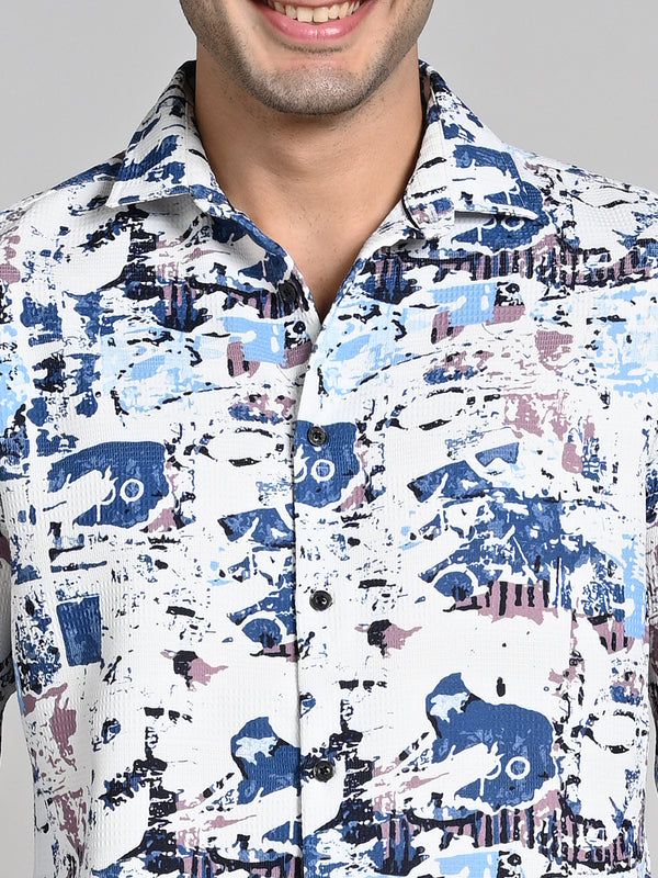Killer Men Blue Printed Slim Fit Shirts