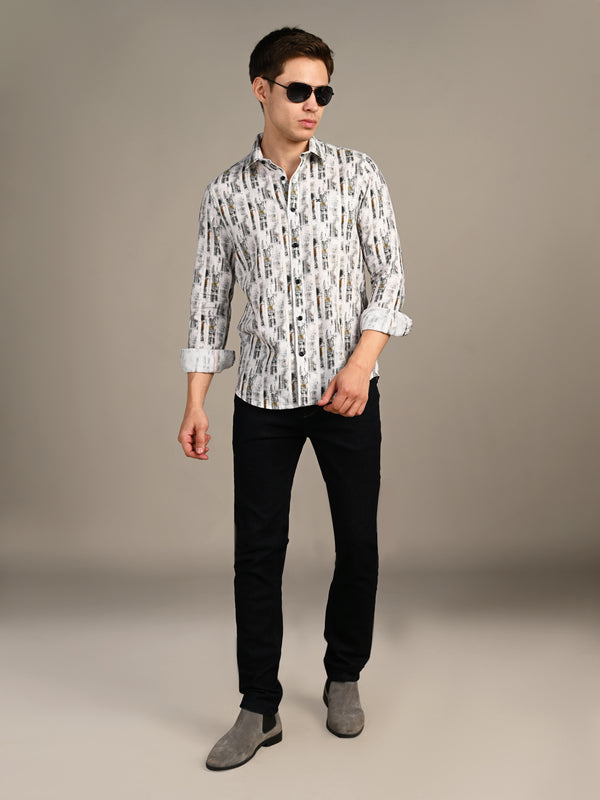 Killer Men Brown Printed Slim Fit Shirts