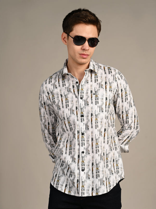 Killer Men Brown Printed Slim Fit Shirts