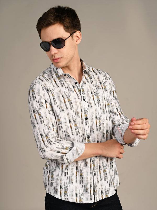 Killer Men Brown Printed Slim Fit Shirts