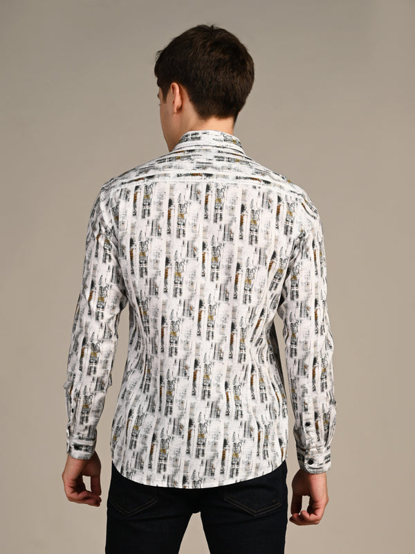 Killer Men Brown Printed Slim Fit Shirts