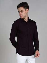 Killer Men Wine Solid Slim Fit Shirts