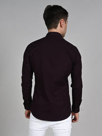 Killer Men Wine Solid Slim Fit Shirts
