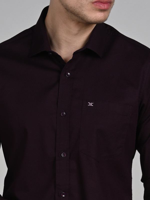 Killer Men Wine Solid Slim Fit Shirts