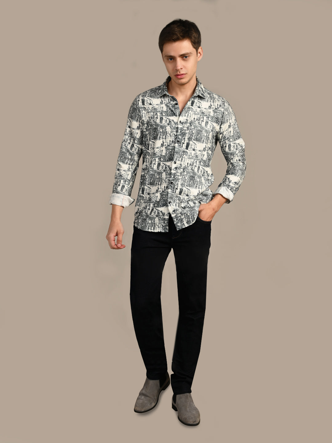 Killer Men Green Printed Slim Fit Shirts