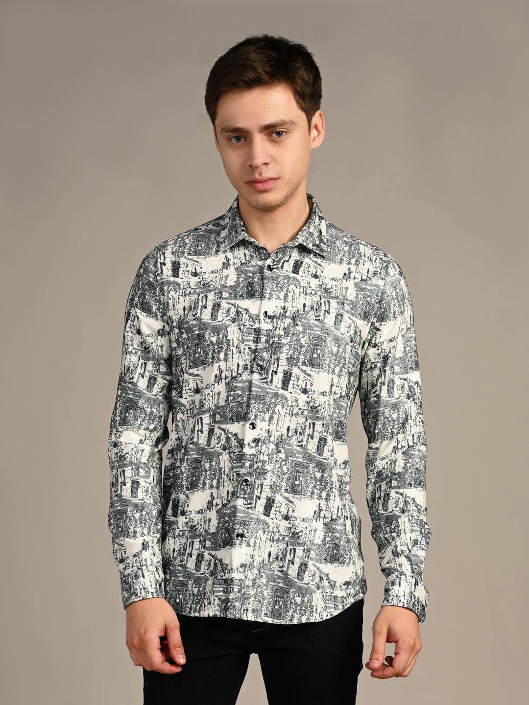 Killer Men Green Printed Slim Fit Shirts