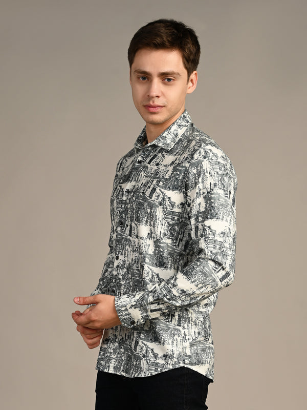 Killer Men Green Printed Slim Fit Shirts