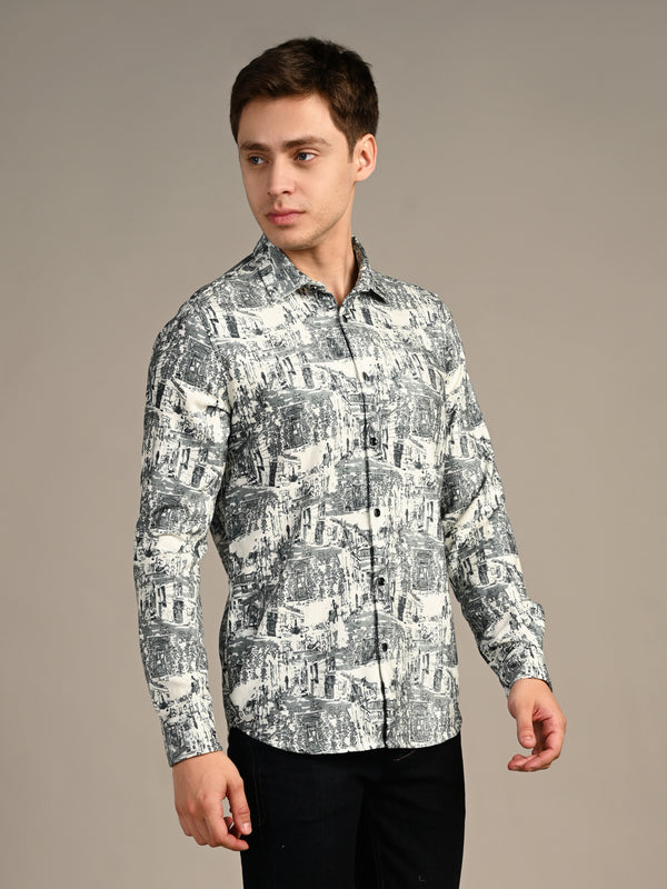Killer Men Green Printed Slim Fit Shirts