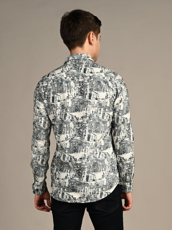 Killer Men Green Printed Slim Fit Shirts