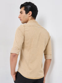 Killer Men Khaki Solid Slim Fit Shirts