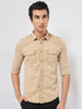 Killer Men Khaki Solid Slim Fit Shirts
