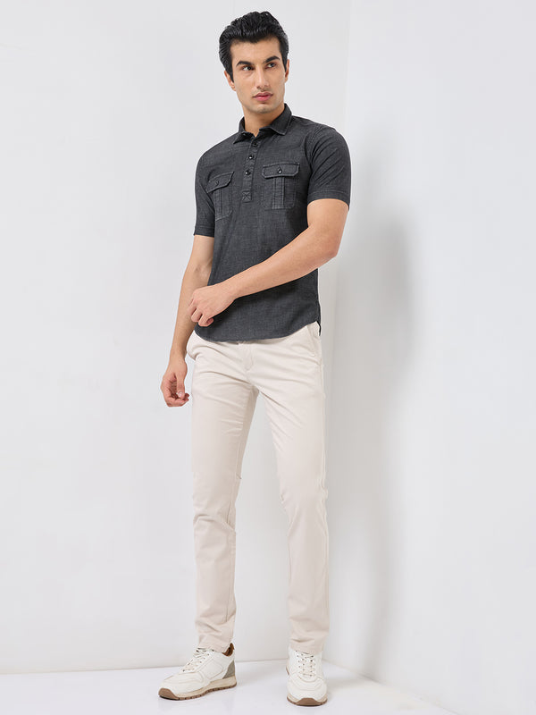 Killer Men Black Solid Slim Fit Shirts