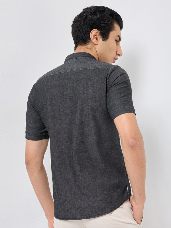 Killer Men Black Solid Slim Fit Shirts