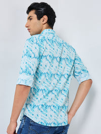 Killer Men Blue Printed Slim Fit Shirts