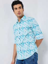 Killer Men Blue Printed Slim Fit Shirts