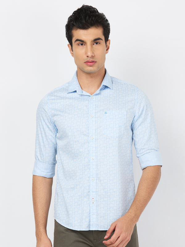 Killer Men Blue Printed Slim Fit Shirts