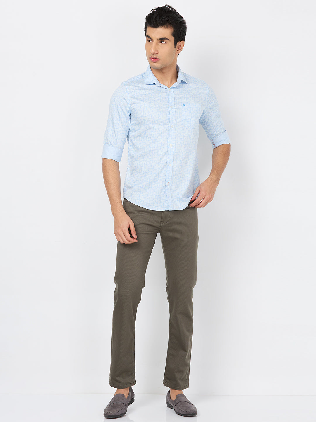 Killer Men Blue Printed Slim Fit Shirts