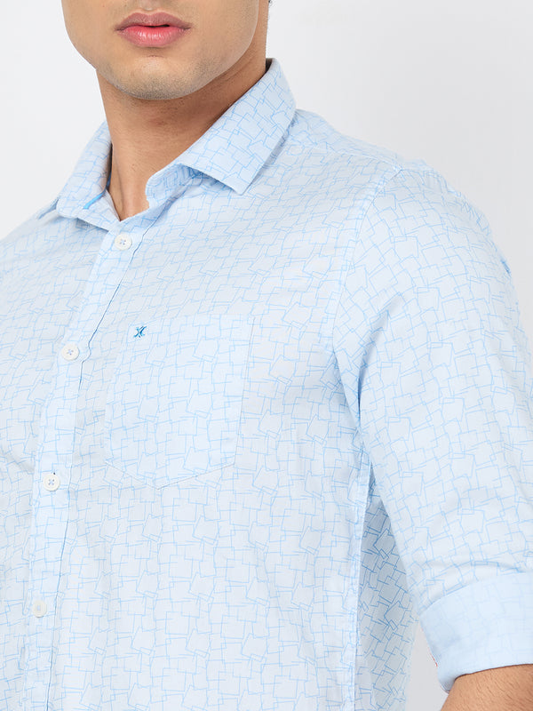 Killer Men Blue Printed Slim Fit Shirts