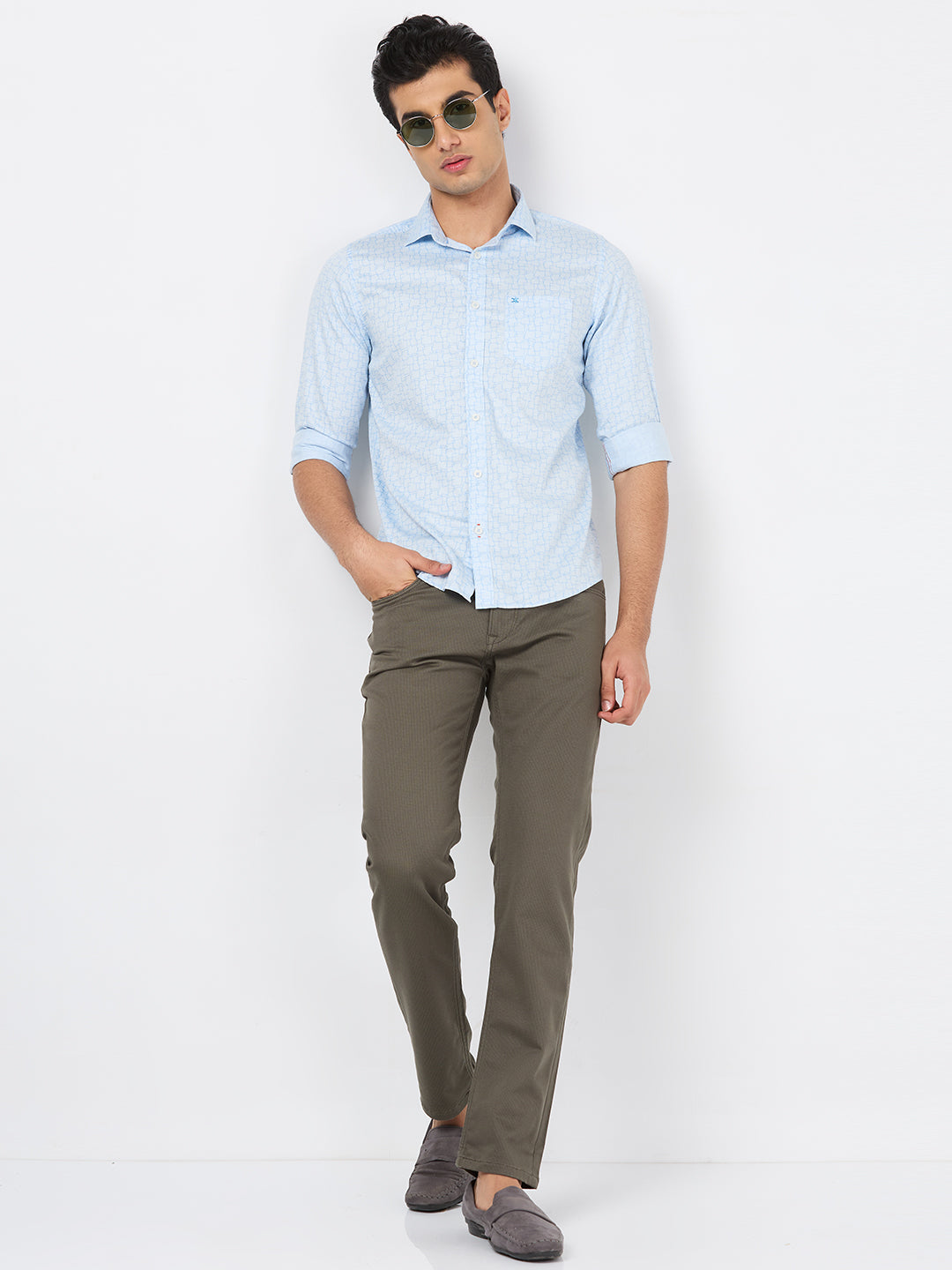 Killer Men Blue Printed Slim Fit Shirts