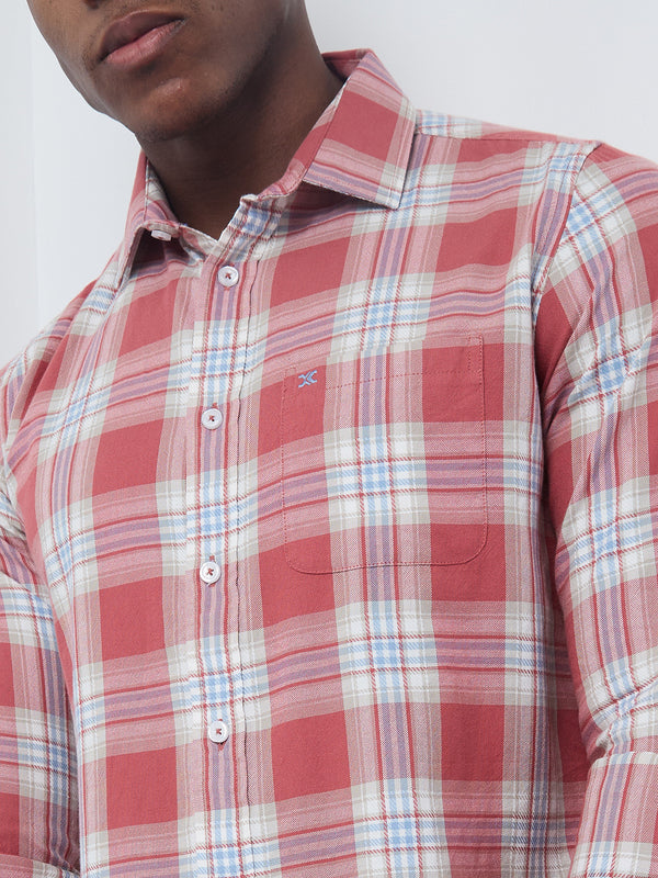 Killer Men Pink Checks Slim Fit Shirts
