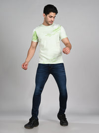 Killer Men Light Green Printed Slim Fit T-Shirts
