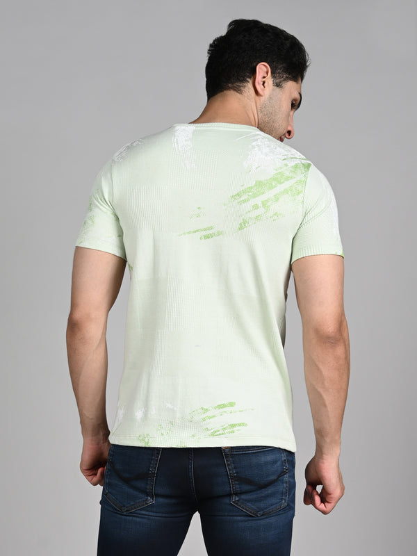 Killer Men Light Green Printed Slim Fit T-Shirts