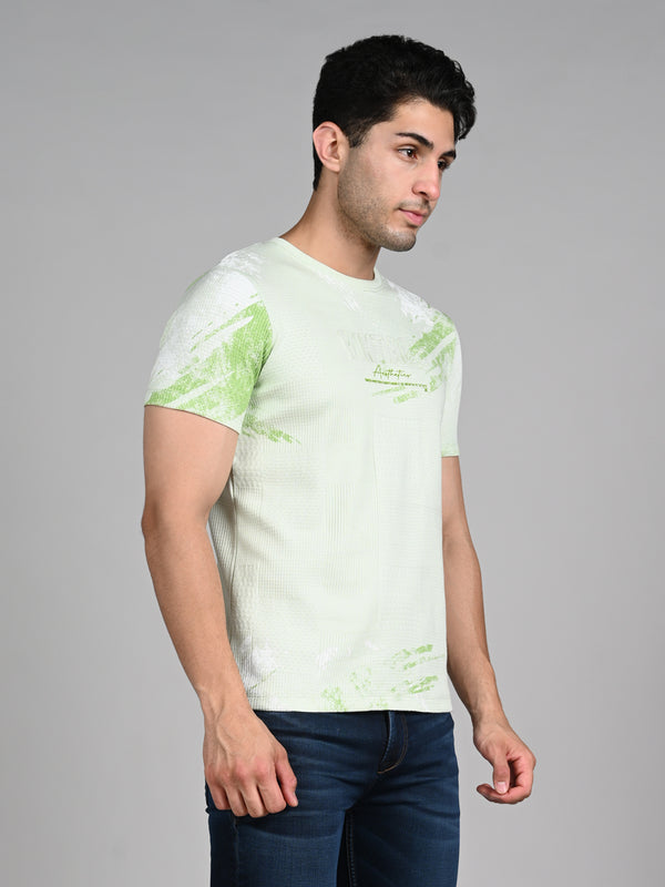 Killer Men Light Green Printed Slim Fit T-Shirts