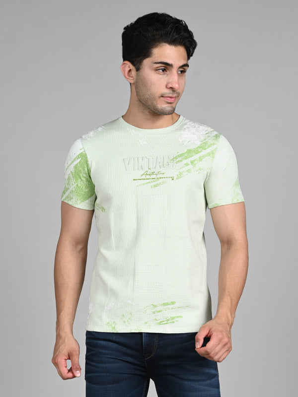 Killer Men Light Green Printed Slim Fit T-Shirts