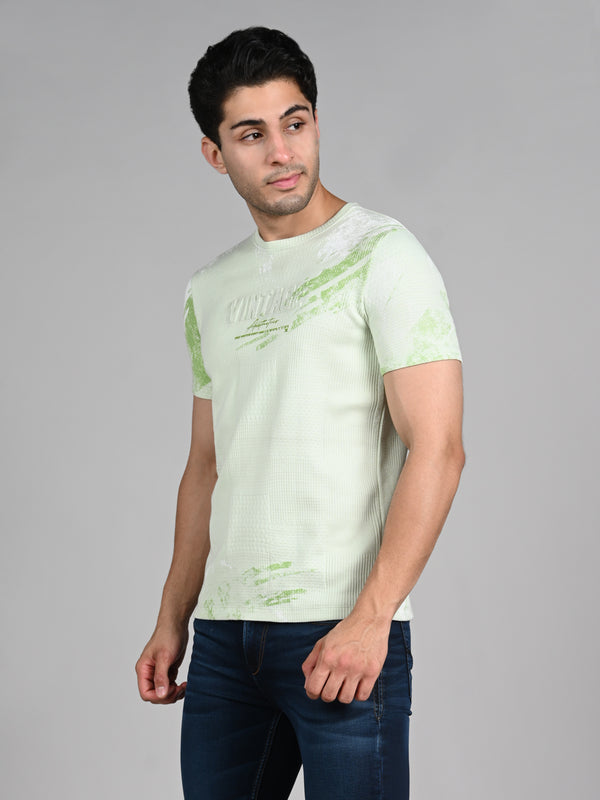 Killer Men Light Green Printed Slim Fit T-Shirts