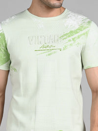 Killer Men Light Green Printed Slim Fit T-Shirts