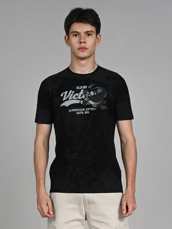 Killer Men Black Printed Slim Fit T-Shirts