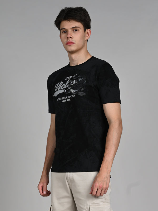 Killer Men Black Printed Slim Fit T-Shirts