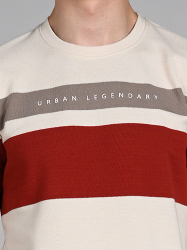 Killer Men Beige Stripe Slim Fit T-Shirts