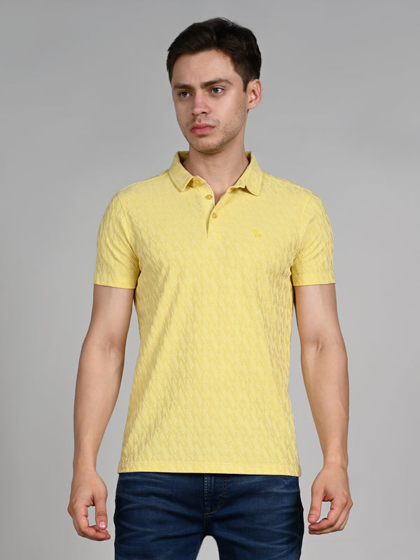 Killer Men Yellow Solid Slim Fit T-Shirts