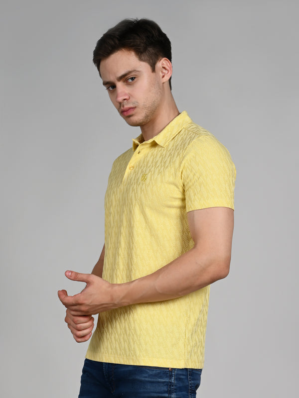 Killer Men Yellow Solid Slim Fit T-Shirts