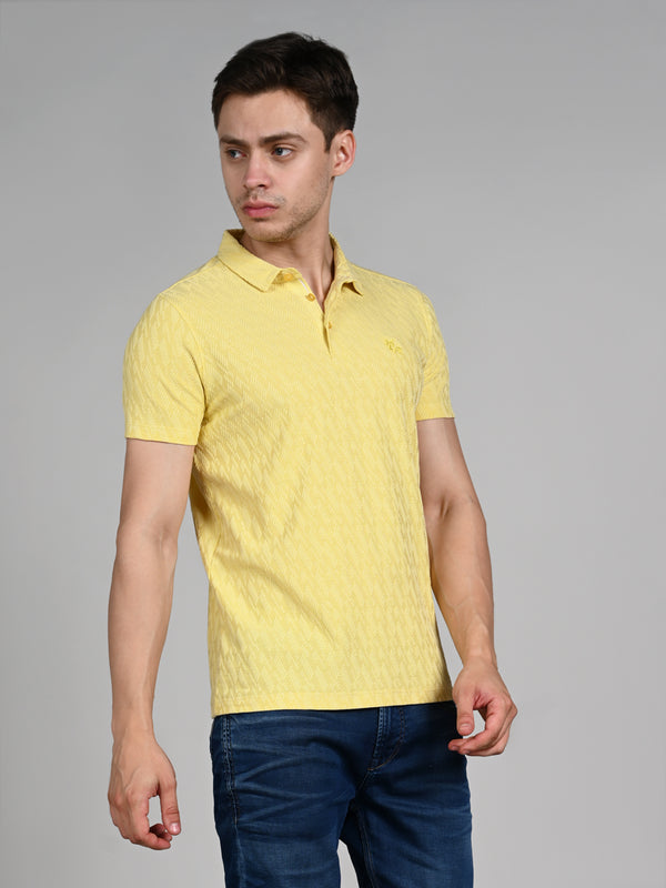 Killer Men Yellow Solid Slim Fit T-Shirts