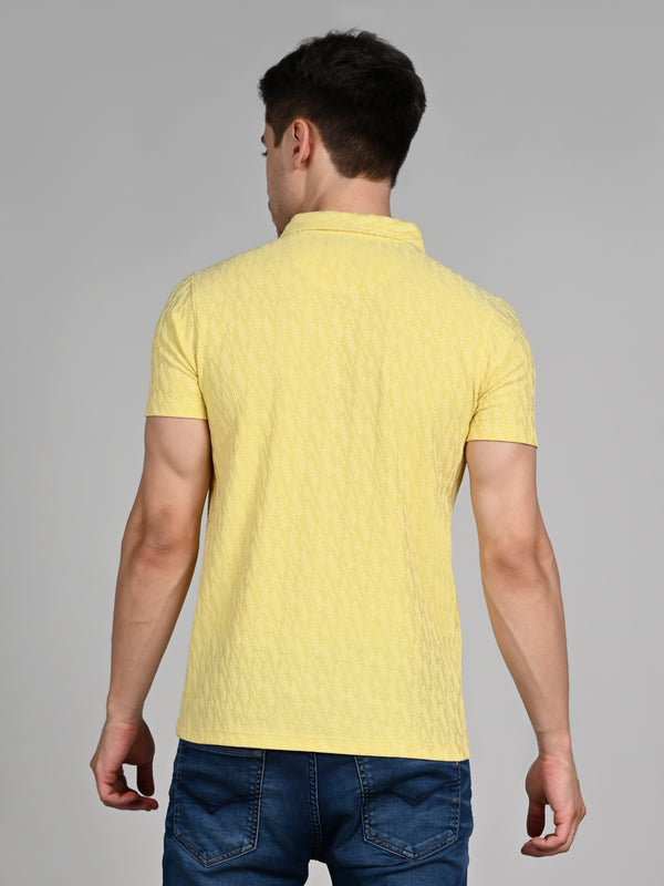 Killer Men Yellow Solid Slim Fit T-Shirts