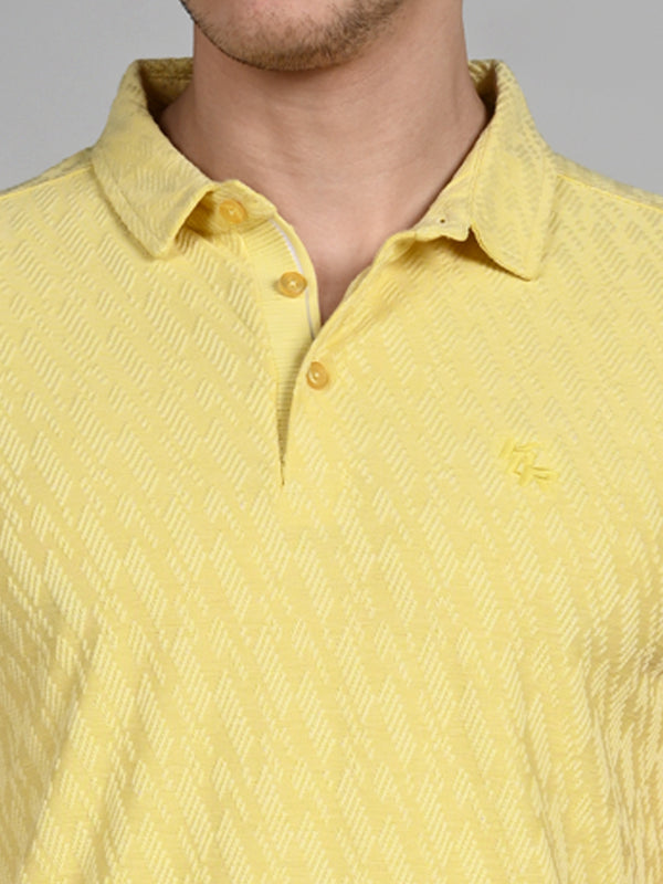 Killer Men Yellow Solid Slim Fit T-Shirts