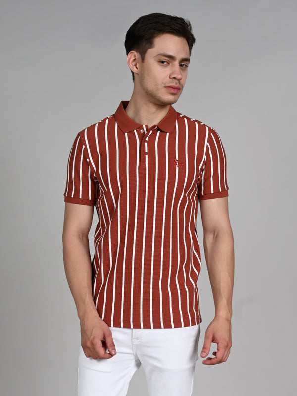 Killer Men Maroon Stripe Slim Fit T-Shirts
