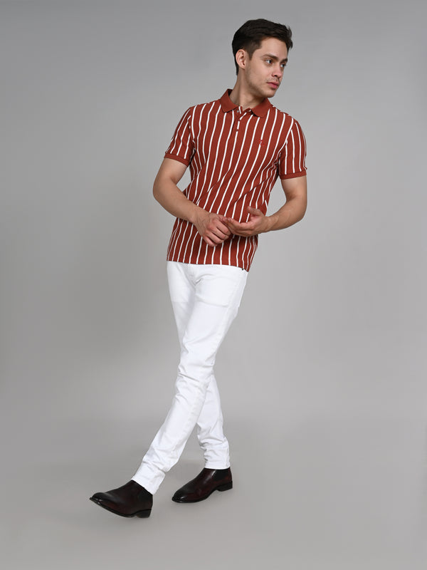 Killer Men Maroon Stripe Slim Fit T-Shirts