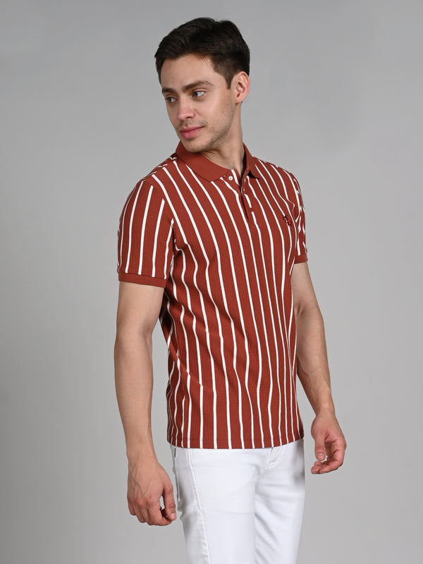 Killer Men Maroon Stripe Slim Fit T-Shirts