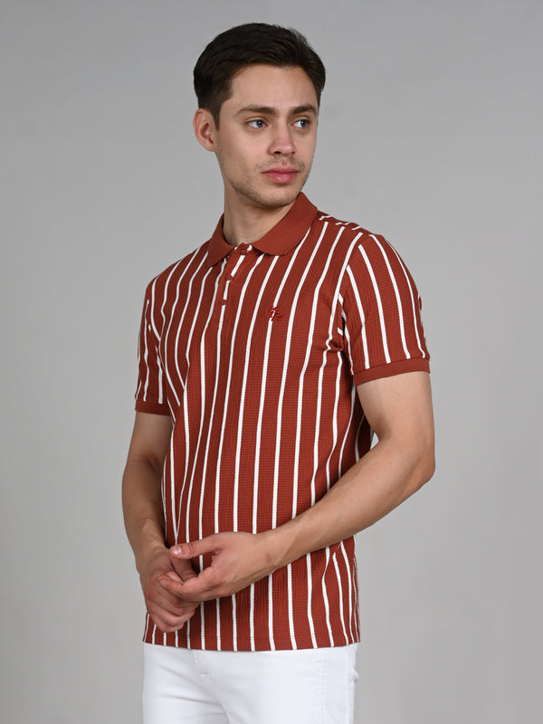 Killer Men Maroon Stripe Slim Fit T-Shirts