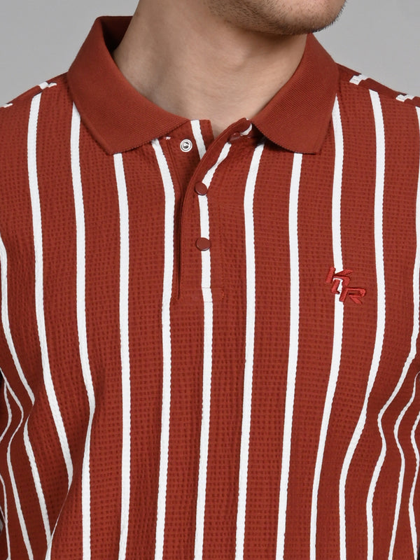 Killer Men Maroon Stripe Slim Fit T-Shirts