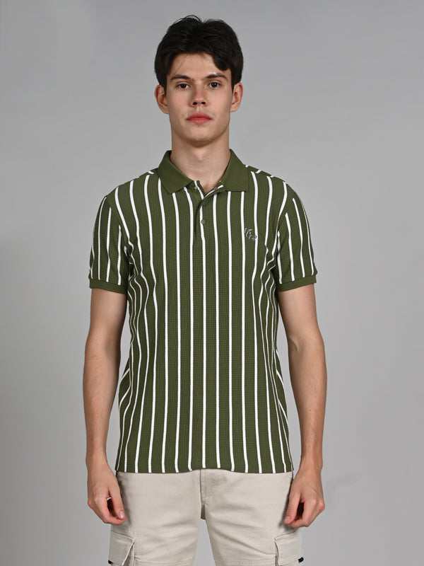 Killer Men Green Stripe Slim Fit T-Shirts