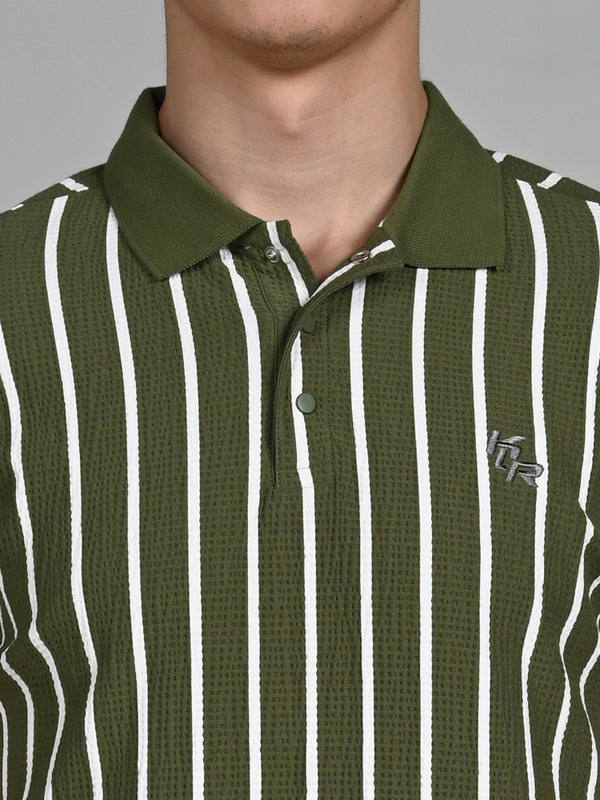 Killer Men Green Stripe Slim Fit T-Shirts