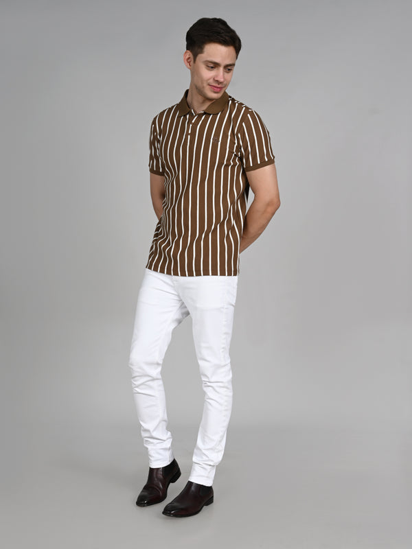 Killer Men Brown Stripe Slim Fit T-Shirts